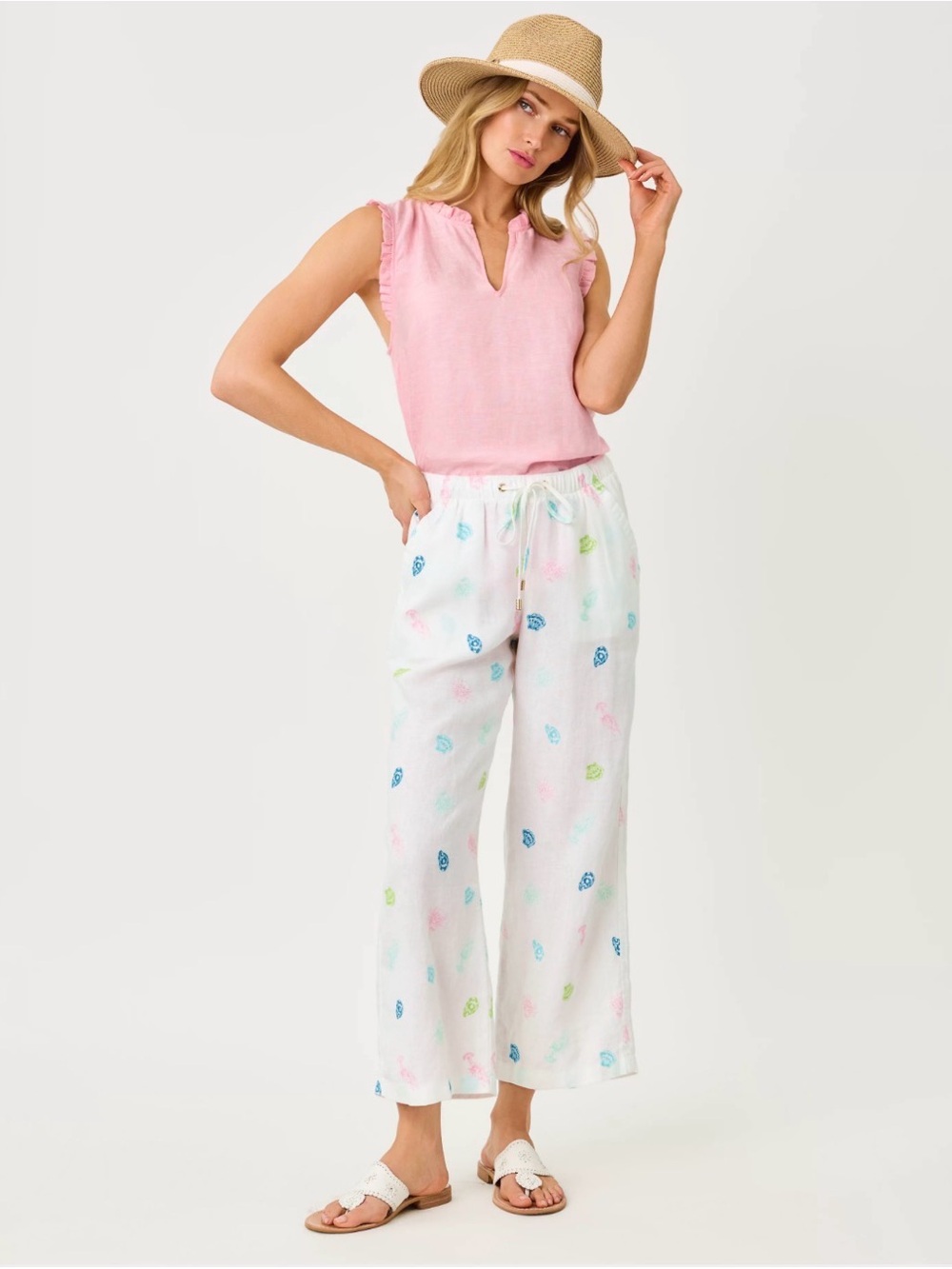 NWT Lilly Pulitzer 27" Brawley Linen Crop Pant Size Small